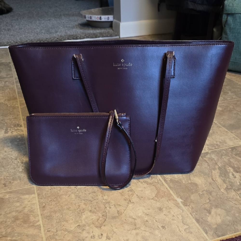 kate spade Deep Burgundy Tote and Wristlet